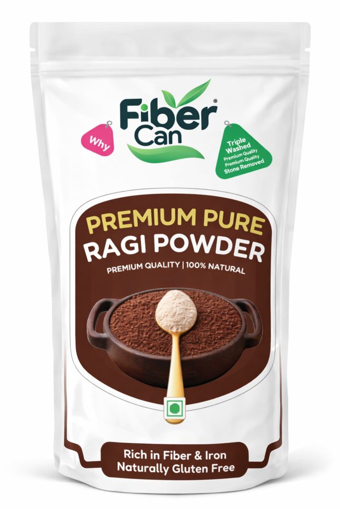 FiberCan Pure Ragi Flour 300g | 100% Clean, No Stones or Sand | Finger Millet Powder | High Calcium & Iron | Natural & Gluten-Free