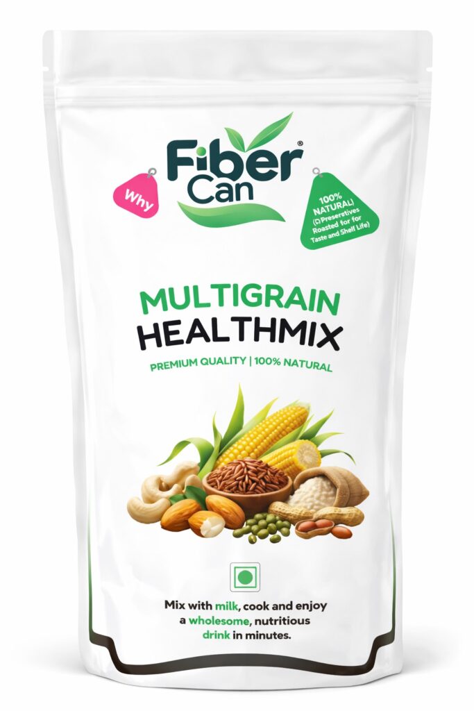 FiberCan Multigrain Health Mix Powder 200g | Protein Rich Millet Drink | Nuts & Fiber | No Added Sugar
