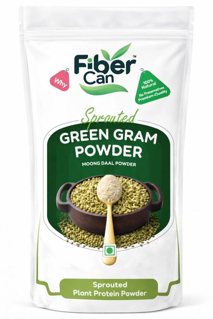 FiberCan Sprouted Green Gram Powder 300g | Green Moong Dal Powder | High Protein & Fiber | No Added Sugar